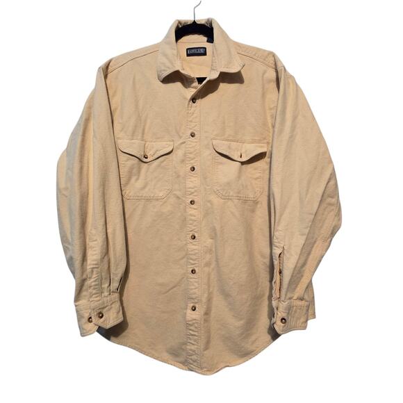 Vintage Lands End Chamois Flannel Shirt Mens LG Tall Butter Yellow Soft Outdoor - Picture 1 of 11
